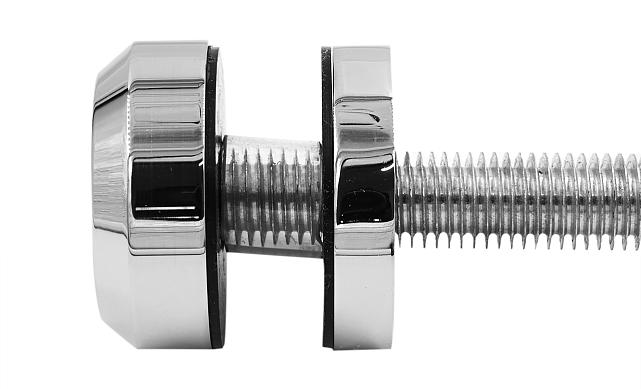 Стеклодержатель Ø50х10х18, шпилька М16х205 мм, для стекла 8-40 мм, AISI (201), с возможностью регулировки выноса до 65 мм, для торцевого крепления стекла, полированный, литой k277-3 6