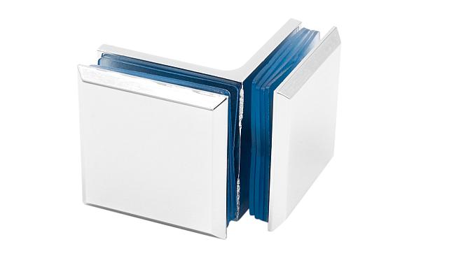 Коннектор для душевой кабины стекло-стекло 90° 45х45 мм латунь-хром, полированный  t735 PC 4