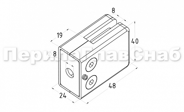Стеклодержатель штампованный, под стекло 8 мм (4+4 мм), на плоскость 40х24х48 полированный (AISI 304) k352 2 Стеклодержатель штампованный, под стекло 8 мм (4+4 мм), на плоскость 40х24х48 полированный (AISI 304) k352 2