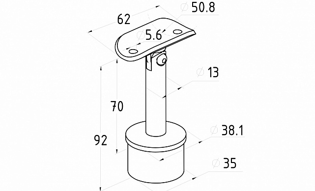 Наконечник палец с регулируемым ложементом под поручень Ø38.1-42.4 мм, на стойку Ø38.1х1.5 мм, литой, полированный, нержавеющий (AISI 304) k006-7 2 Наконечник палец с регулируемым ложементом под поручень Ø38.1-42.4 мм, на стойку Ø38.1х1.5 мм, литой, полированный, нержавеющий (AISI 304) k006-7 2